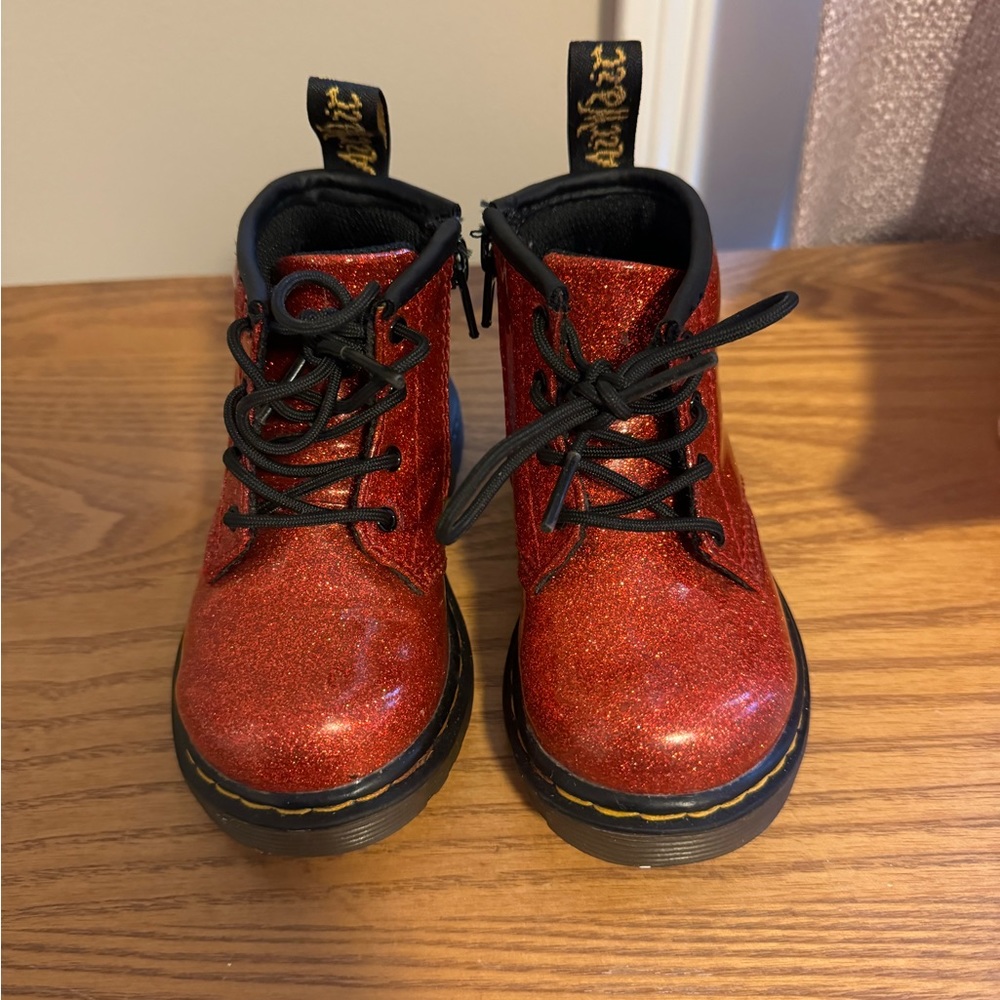 Dr. Martens Toddler Red Glitter Boots Size 6